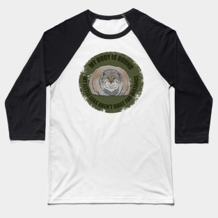 Round Pallas Cat Olive Green Baseball T-Shirt